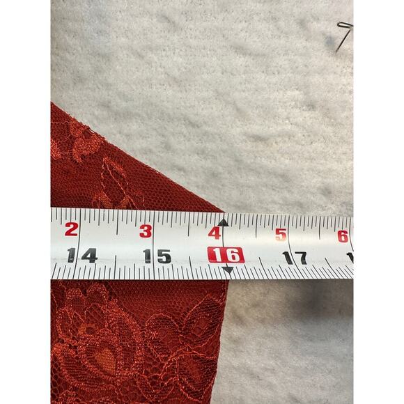 NWT Red Satin Strapless Wedding Prom Dress Lace and Sheer Overlay XS/S - Picture 6 of 11